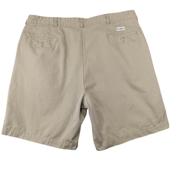 Polo Ralph Lauren Chino Shorts Mens 40 Khaki Beige Pleated High Rise Pockets - Picture 2 of 13